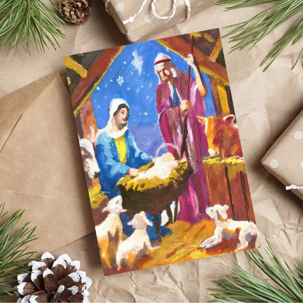 Pack of 5 christmas cards and folded cards with white envelopes size A7 (5x7")